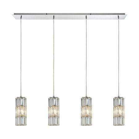 ELK LIGHTING Cynthia 4-Light Linear Pendant Fixture in Polished Chrome with Crystal 31486/4LP